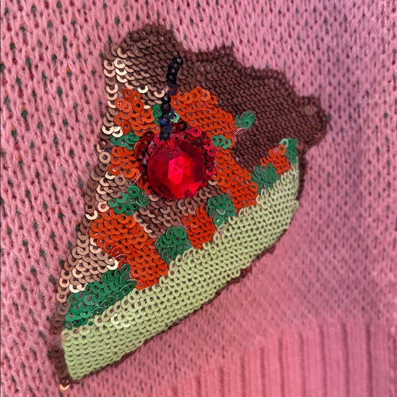 Queen Of Sparkles Rainbow Colorblock Piece Of Pie Button Up Sweater - Size M - Picture 8 of 9